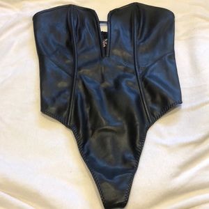 Victoria’s Secret leather and crochet bodysuit
